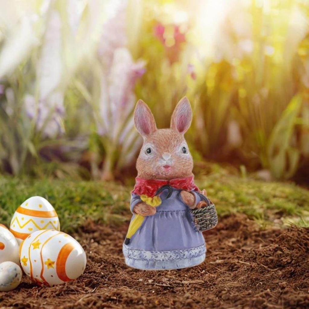 Bunny Figurine Statue Cute Creative Decorative Resin Sculpture Easter Decoration for Office
