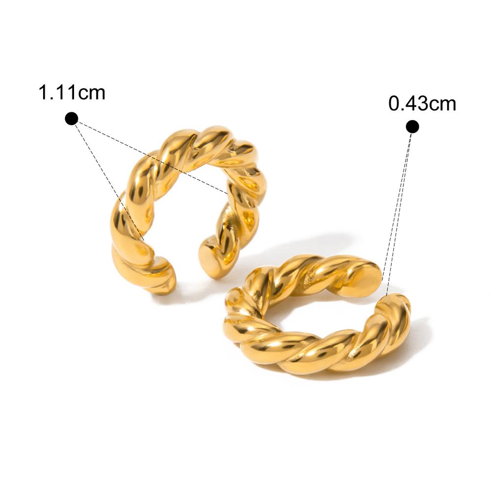 Yori Stainless Steel Heart Wrap Three-Layer C Hoop Earrings 18K Gold Plated Water Resistant Personal Statement Jewelry Women