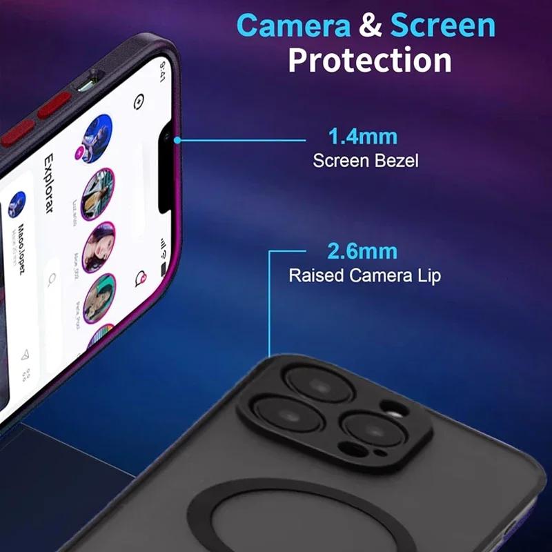 UYUXIO Magnetic Mobile Phone Case with Kickstand for iPhone 16 Pro Max 15 Plus 14 13 12 Mini 11 Cases Matte Cover with Holder