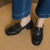 Fashion New Spring Sheep Leather Woman Shoes Square Toe Women Pumps Shoes for Women Chunky Heel Loafers Fashion Rivet Bow Casual Shoes