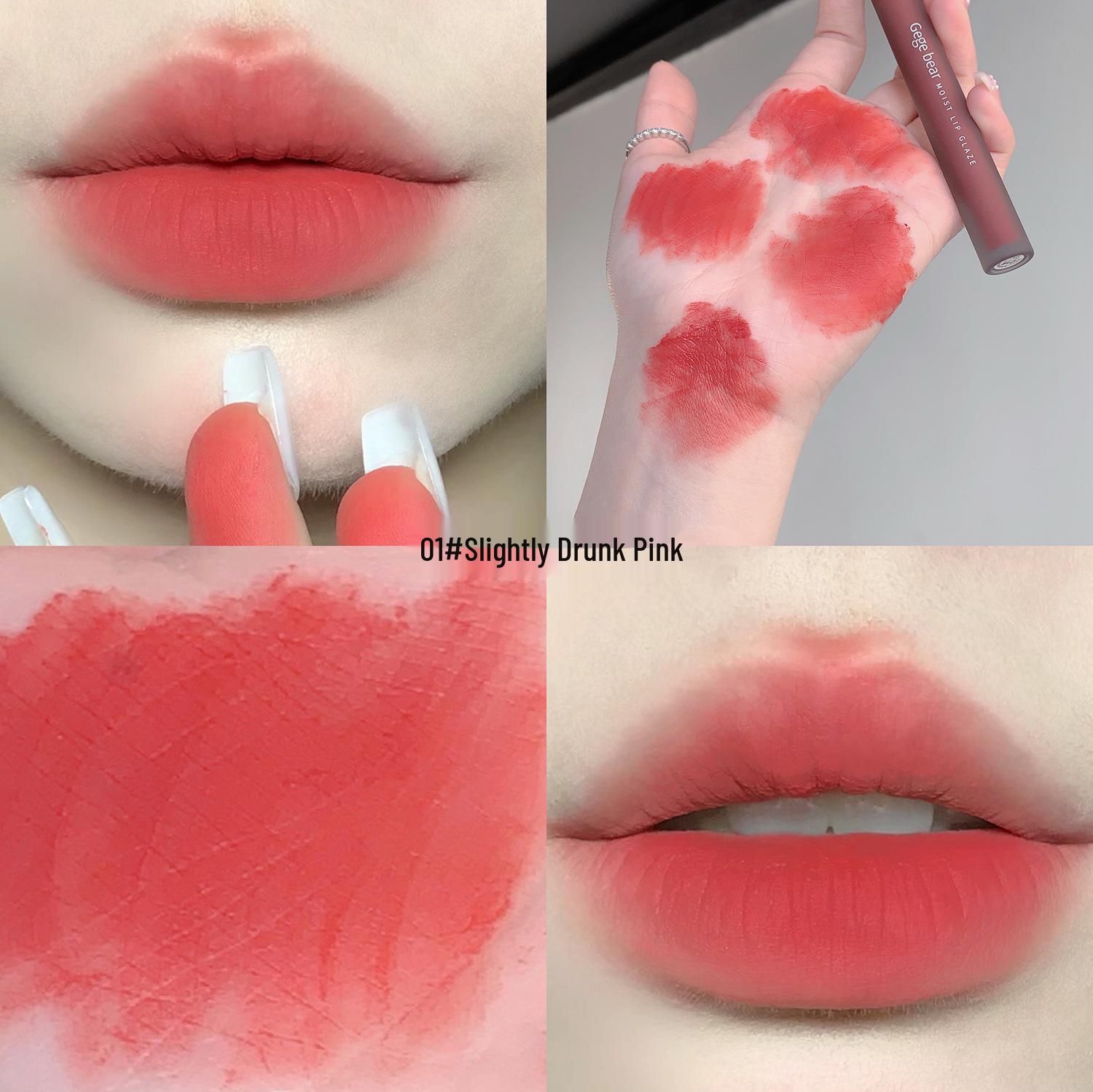 Gege Gogo Little Bear Crystal Clear Lip Glaze - Delicate Pink Matte Velvet Lip Mud