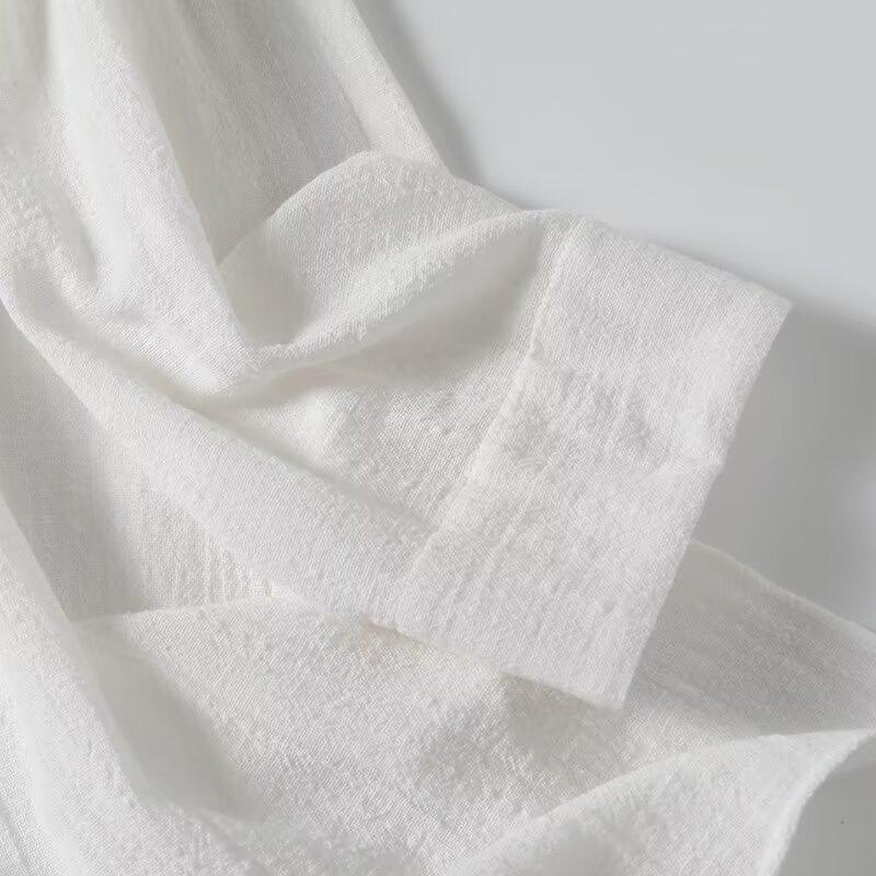 2025 Spring Women's Zen Linen White Long Sleeve Shirt