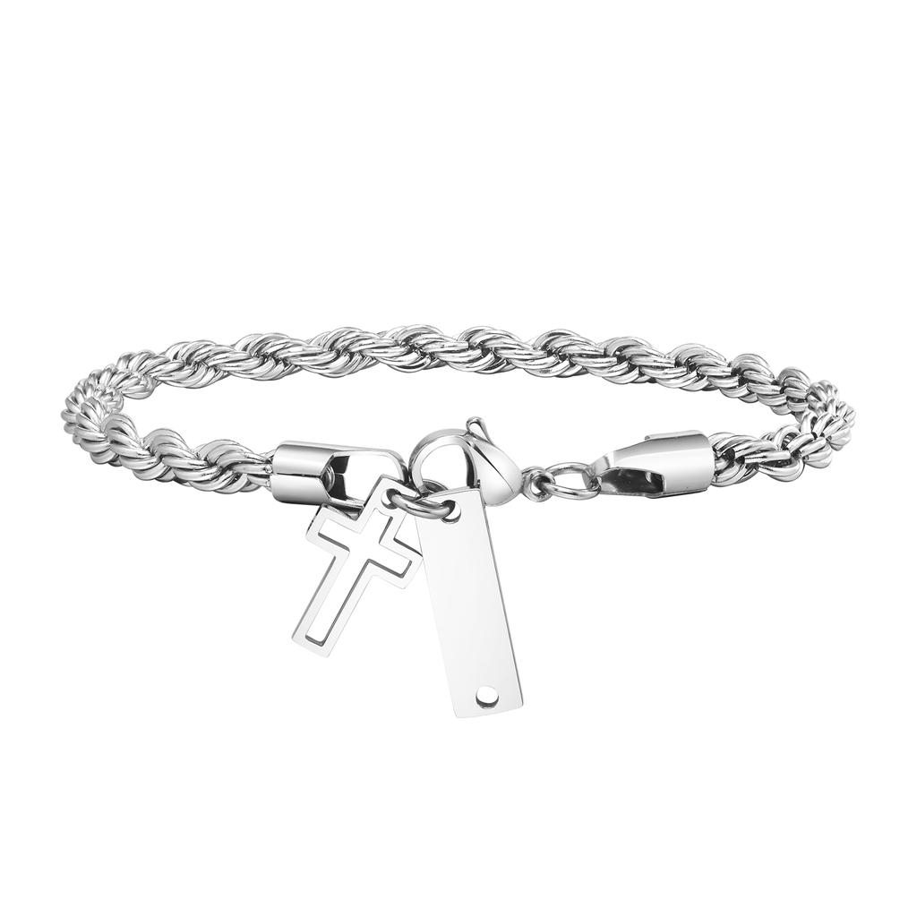 Vnox Unisex Cuban Chain Bracelets for Men Women, Religion Charm Cross Bracelet,Never Fade Wheat Figaro Rope Link Chain Wristband