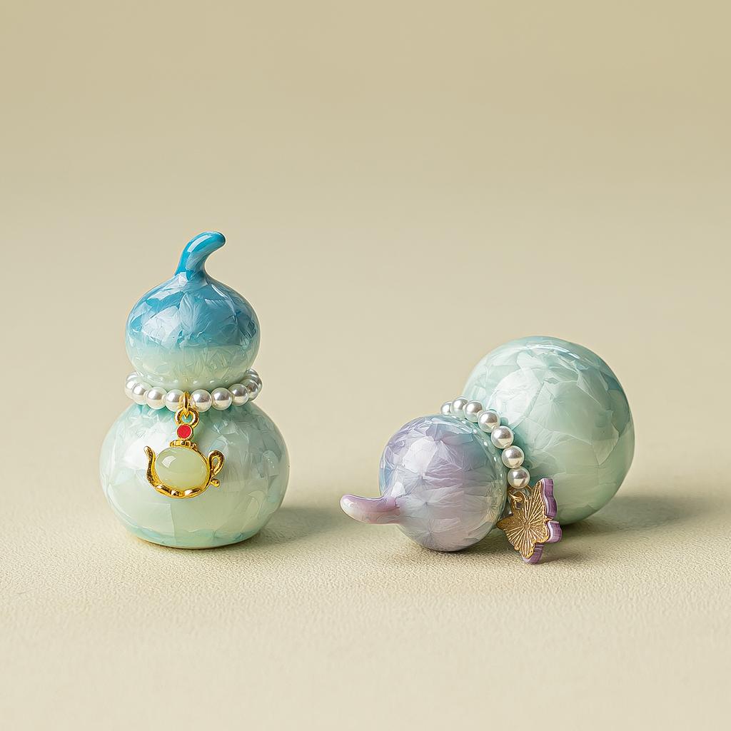 Ugnsväxlande kristallglasyr liten kalebass gradvis förändring keramiskt telek kontor hem skrivbord te husdjurs prydnad