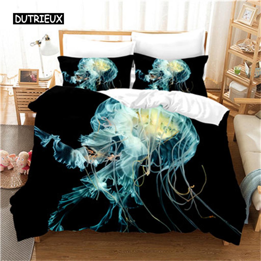 Bedding Set Marine Life Pink Jellyfish Fashion Duvet Cover Set Bedroom Set Comfort Cover for Women Girls Kids Bedroom Decoration