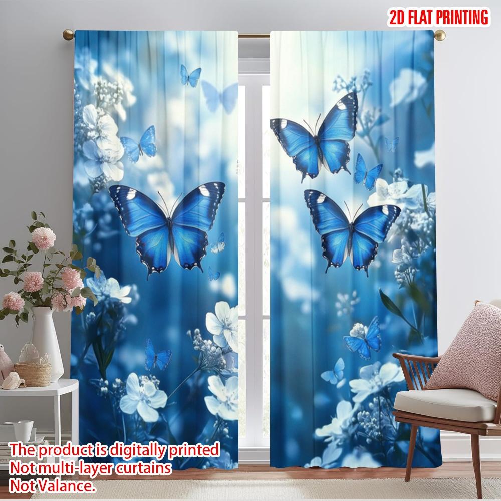 

2pcs,2D plane printing Minimalist Curtains Butterfly Bliss (2) Versatile Durable Polyester (without rod) Decorations Outdoor 52.50×116.00 CM 2pcs