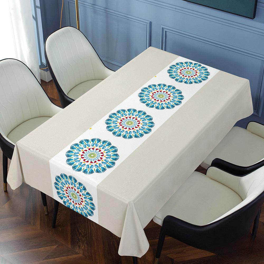 New Chinese Style Household Waterproof and Oil Proof PVC Tablecloth  Embroider Long Strip Tablecloth Coffee Table Cover Cloth