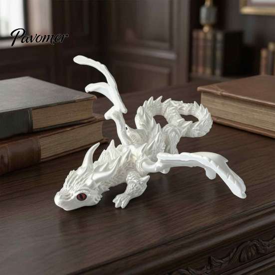 Handheld Fidget Tool 3D Printed Dragon with Wings, Flexible Articulated Winged Toys, Fine Carving Statue Desktop Animals Toy for Stress Relief,
