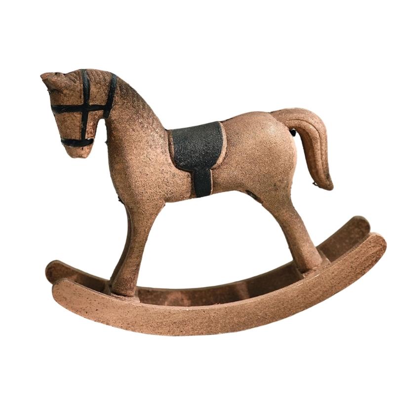 Minimalists Wood Rocking Horse Sculpture Artistic Room Decors For Bookshelf Coffee Table Nordic Design Ornament Gift