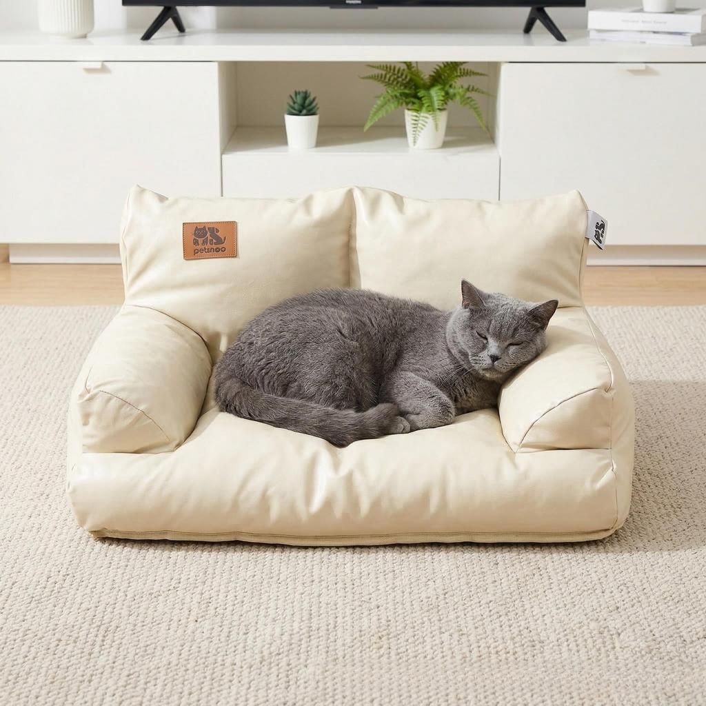 Cool Pet Bed Sofa Waterproof Anti-Scratch Dog Cushion with Pillow Backrest Indoor Pet Couch for Cat Small Medium Dogs Sleeping