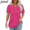 Women's Fashion Casual Solid Color Print Short Sleeve O-Neck Blouses & Shirts International Design