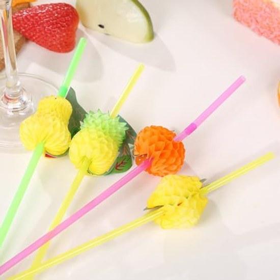PRETYZOOM Party Straws 60 Pieces Fruit-Shaped Plastic Cold Beverages Juice Tapioca Tea Parties Birthdays