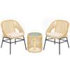 Bistro Balcony Lounge Set, 3-Piece, 2 Armchairs, Tempered Glass Table, Removable Cushions, Beige