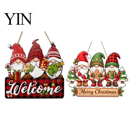 Solid Wood Christmas Decoration Gnome Wooden Hanging Pendant, Cartoon Ornament, Merry Decorative Craft Door Sign for Home Shop Holiday Party Hanger