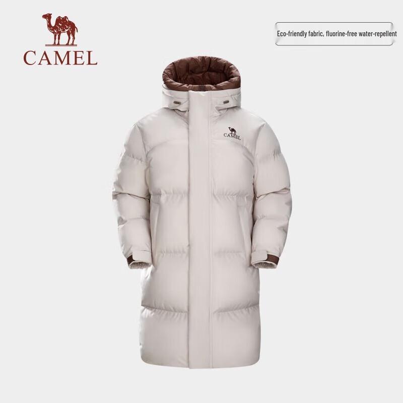 CAMEL A23CAPN115 Unisex Mid-Length Hooded Puffer Down Jacket