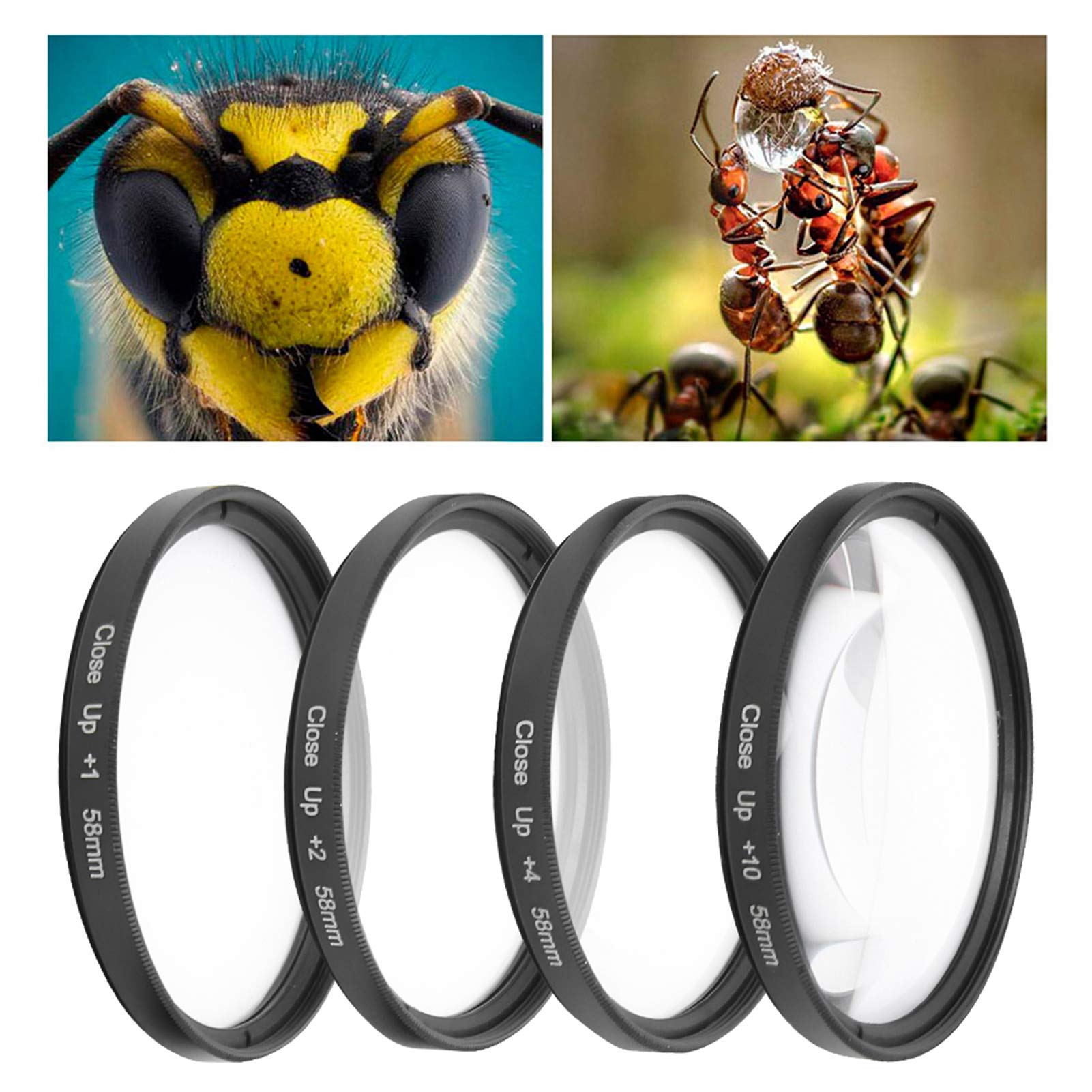 

VEGBY1 Macro Filter Macro Lens Filter Kit 58mm Optical Glass for and Sony Cameras Close-Up Filter, Close-Up +1 +2 +4 +10 Canon, Nikon,