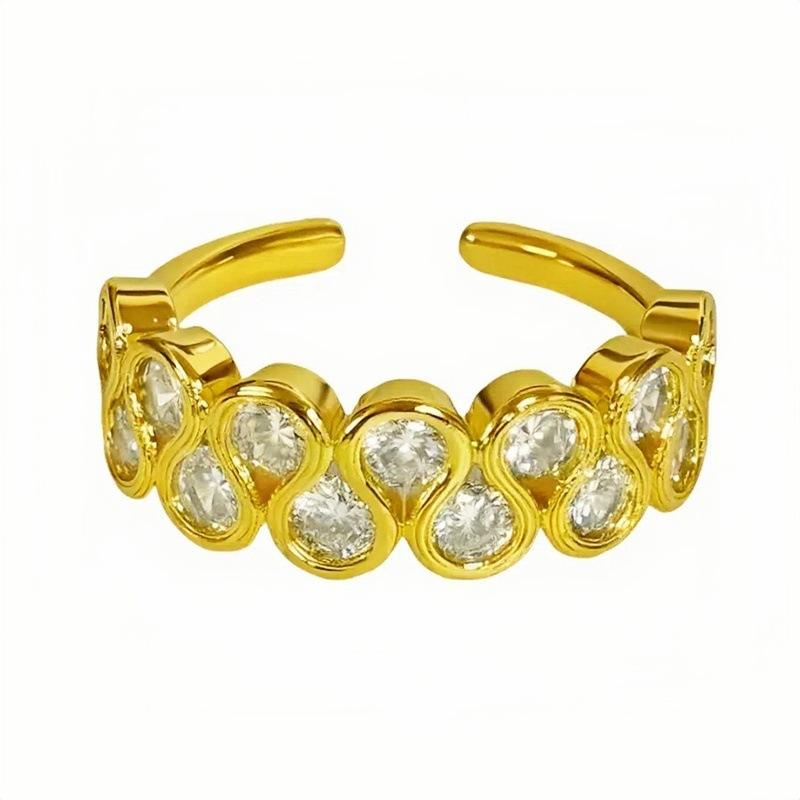 Vintage Court Style Medieval Vintage Open Ring Old Money Wind Full Diamond Super Fairy Ring Girl