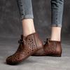 Johnature Sommer Stiefeletten für Frauen Schuhe Aus Echtem Leder Runde Kappe Handgemachte Retro Aushöhlen Atmungsaktive Sandalen