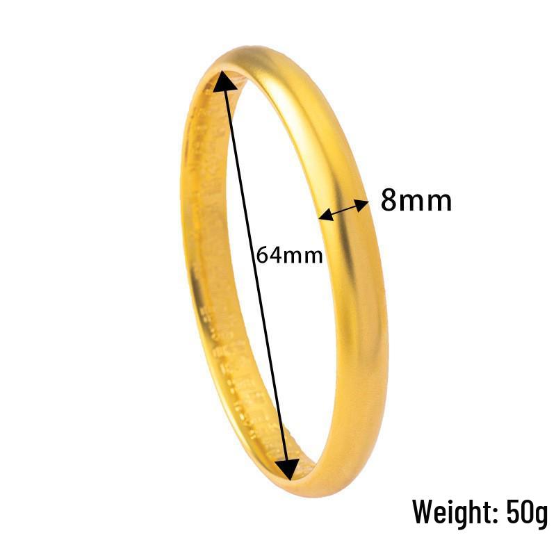 Vietnamese Sand Gold Wide Noodle Bangle for Women - Copper Alloy Simulated Jewelry