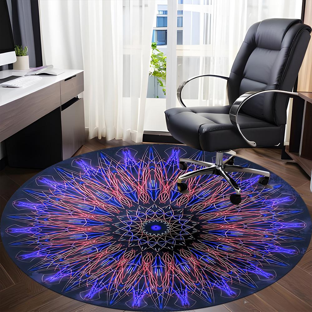 1pc Abstract Mandala Design Chair Carpet for Office Non-Slip Mat for Office - Decorative Floor Mat yy251030269