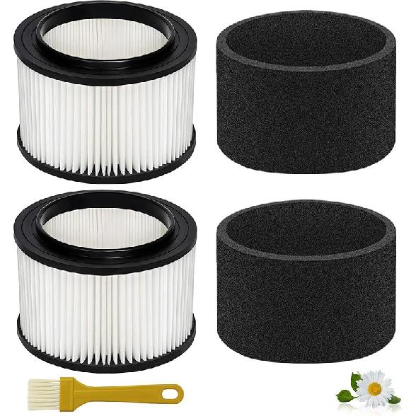 Zestaw 2 szt. Filtr Zamienny 17810 do Odkurzacza Craftsman Shop Vac Filtr 9-17810 do Odkurzaczy Ogólnego Zastosowania o Pojemności 3 do 4 Galonów
