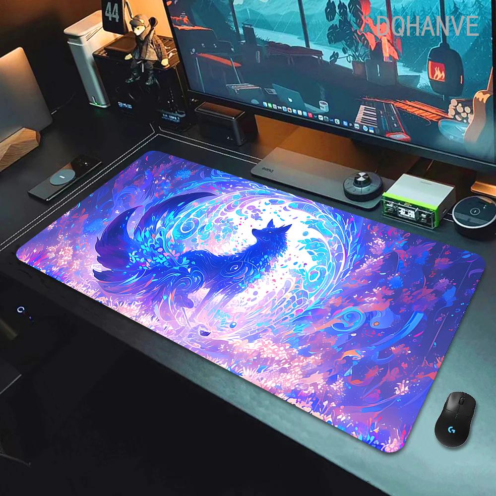 Fox Large Gaming Mousepad XXL Gamer Mouse Pad Office Long Table Accessories Mouse Mat Kawaii Desk Mat For Girl Decorates Bedroom