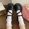Fashion Womens Mary Jane Shoes Adjustable Buckle Strap Platform Flats Preppy Schoolgirl Style Shallow Cut Casual Shoes Non-Slip Oxfords