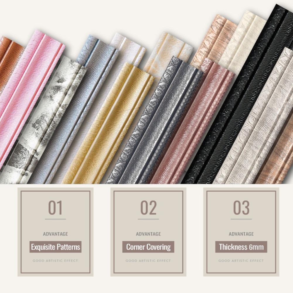 New 3D Wall Skirting Border Waterproof Door Frame Decoration Wall Stickers Self Adhesive Wallpaper