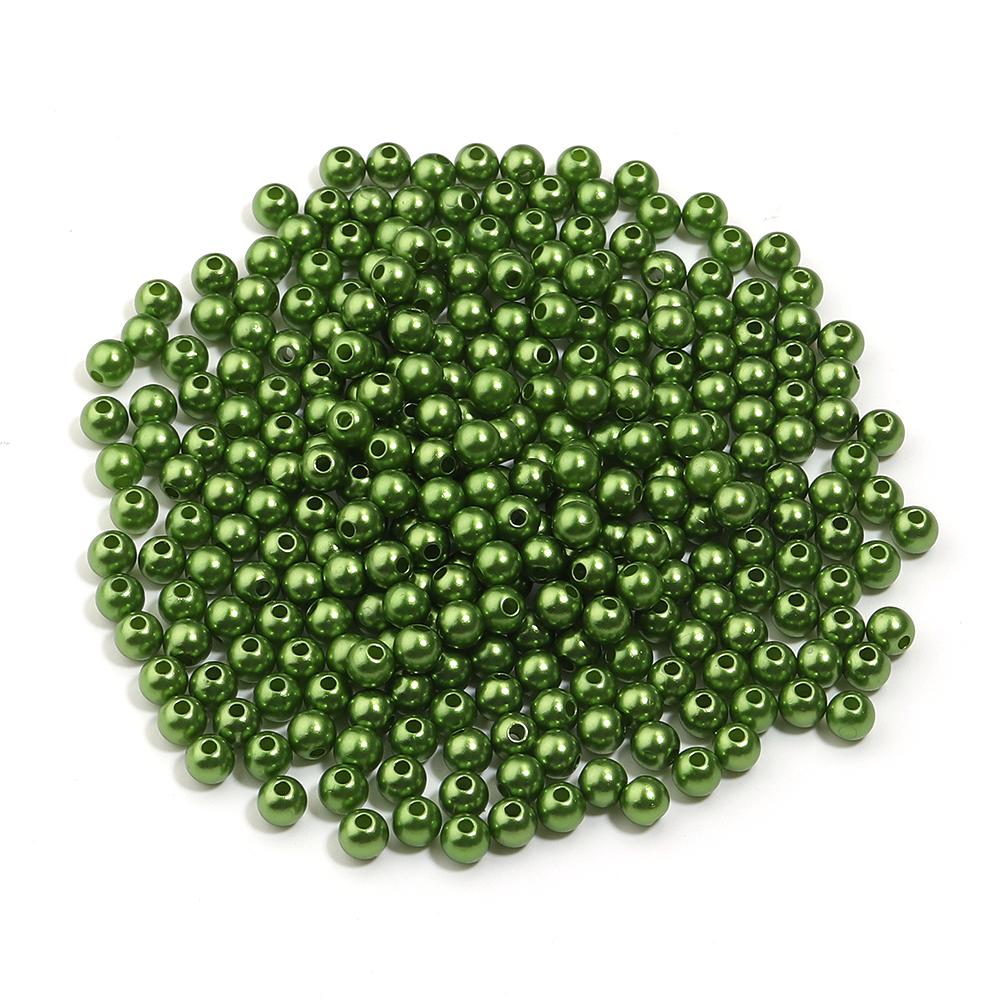 50-1000pcs Round ABS Imitation Pearl Beads Army Green Loose Spacer Beads With Hole For Jewelry Making DIY Bracelets Necklace