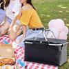 Black Large Capacity Aluminum Foil Thickened Portable Aluminum Rack Insulation Basket Foldable Outdoor Picnic Basket One Pack