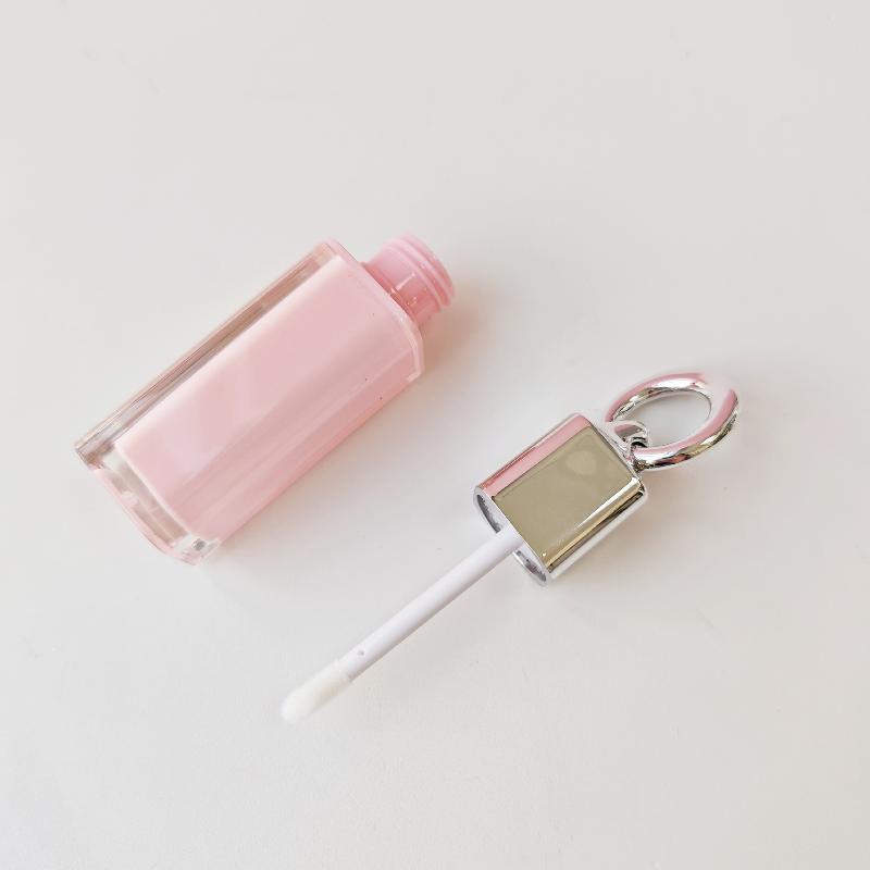 4ml Leerer Lipgloss-Tiegel Klarer Quadratischer Kosmetikbehälter mit Großer Bürste Schlüsselanhänger Lipgloss-Tiegel Make-up-Probenflasche