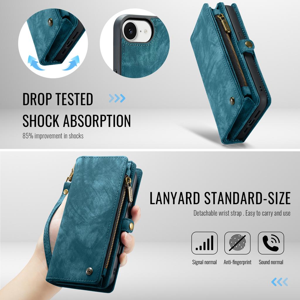 Suitable for IP17promax Phone Case, Zipper Wallet, Samsung S25 Card Slot, ZFOLD7 Hand Strap Protective Case, A17