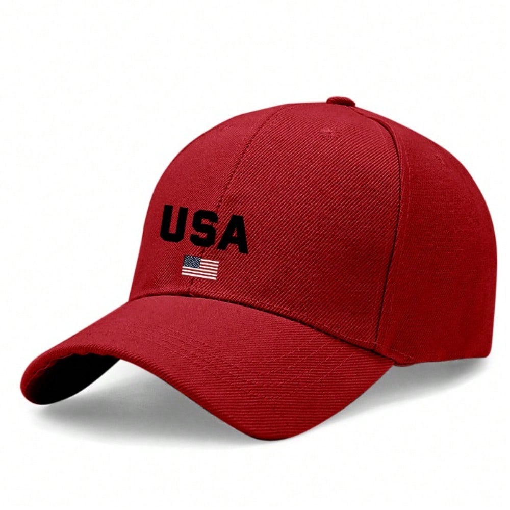 Patriotic Baseball Cap - 2026 USA Flag Print Polyester Adjustable Unisex Casual Outdoor Sports Vintage Washed Cap