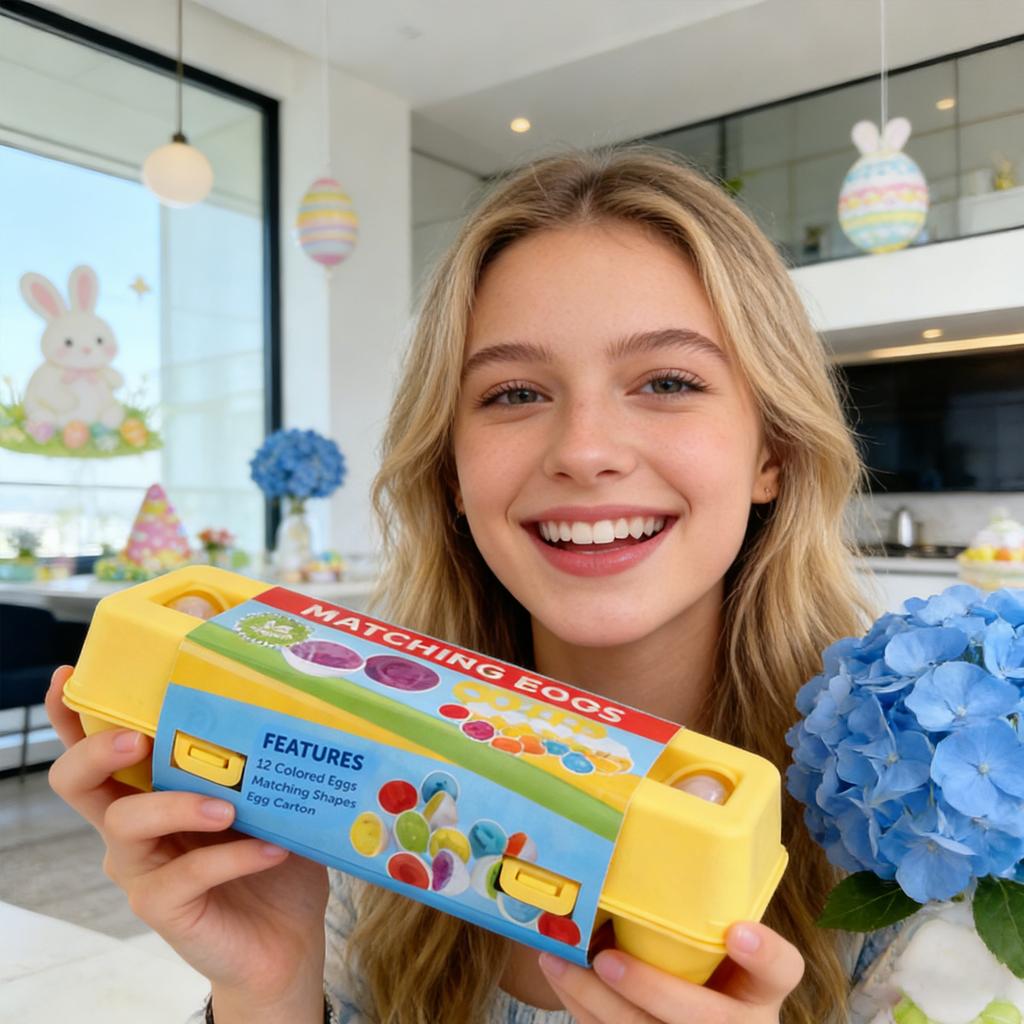 1Box 12 Easter Eggs Matching Toys For Early Childhood Education And Development.