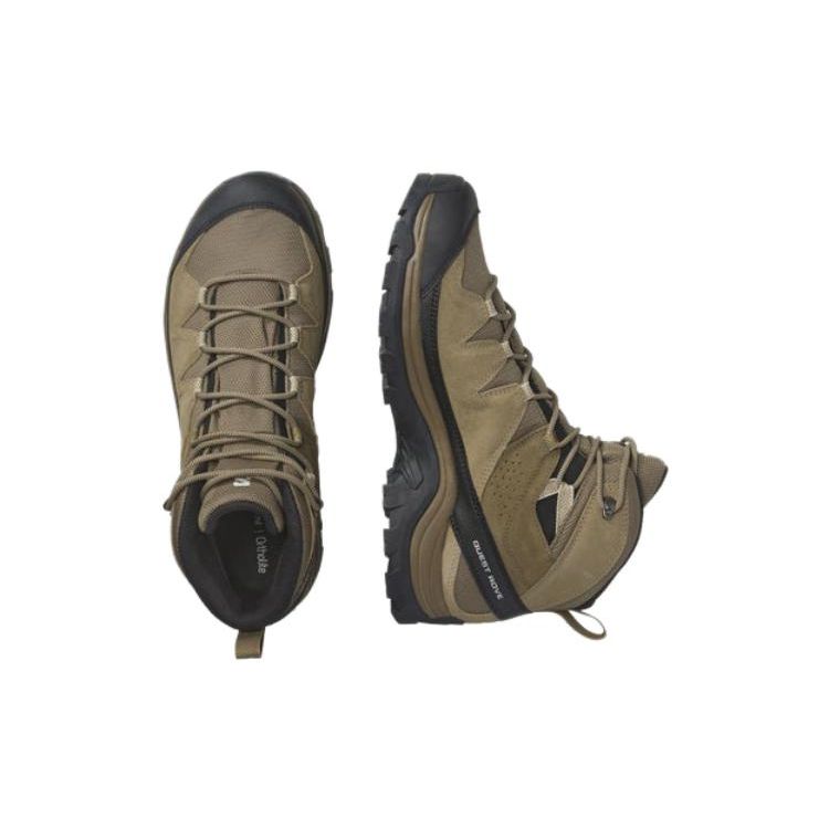 Salomon X Ultra 4 Quest Rove Gore-Tex Fabric Leather Comfortable Slip-Resistant Durable Mid-Top Outdoor Functional Shoes Men Shoes Green Yellow 471814