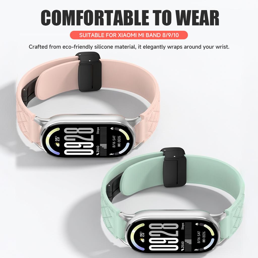 Magnetic Sport Band for Miband 10/9/8 Silicone Strap For Xiaomi Watch 8/9/10 NFC Smartwatch Replacement Women Bracelet