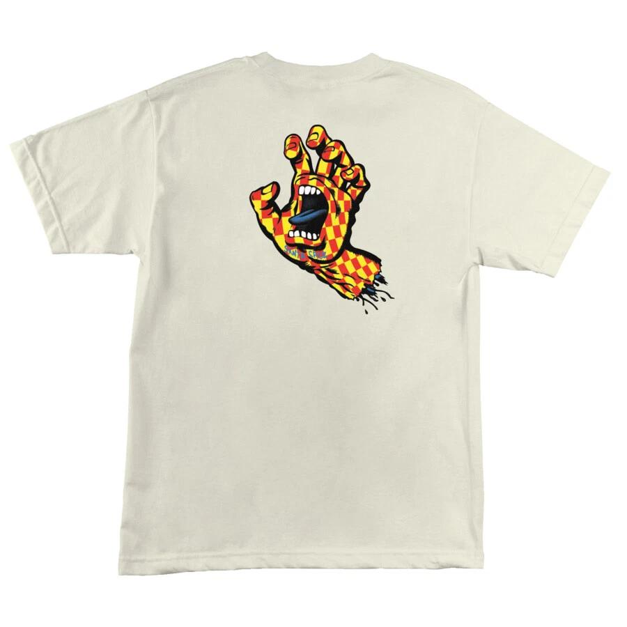 Santa Cruz SCREAMING ARCH CHECK HAND Skateboard T Shirt CREAM S