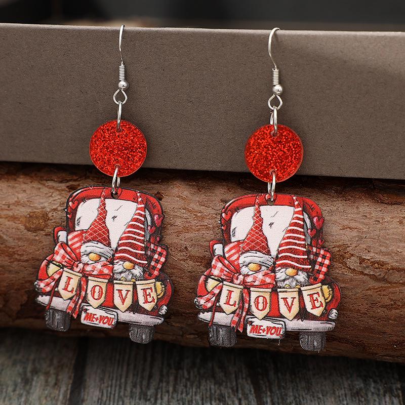 Christmas Gnome Rudolph Faceless Doll Acrylic Holiday Earrings