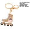 Rhinestone Striped Roller Skates Keychain Alloy Key Ring Backpack Schoolbag Hanging Decoration Bag Charm Purse Pendant
