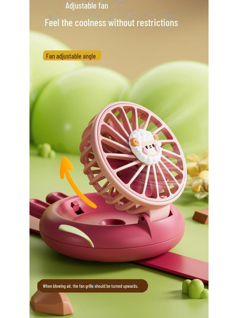 Kids' Cartoon USB Rechargeable Handheld Mini Fan - Cute, Portable Gift for Students