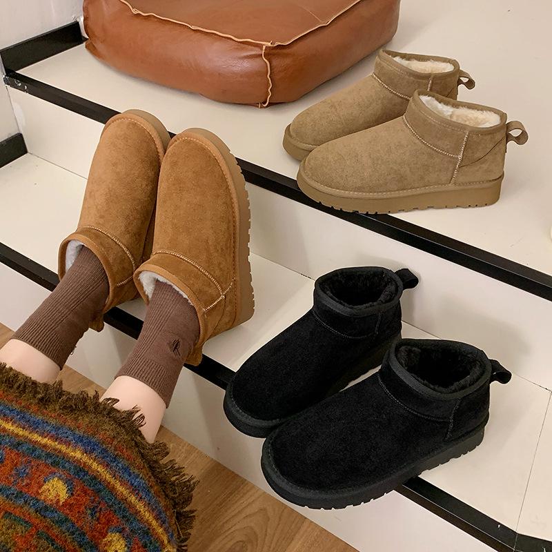 Large Size Flat Snow Boots Women's Winter New Velvet Warm Cotton Shoes Versatile Casual Outdoor Boots