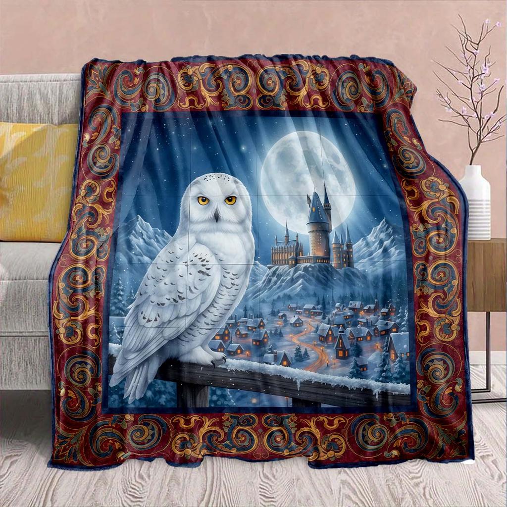 Magic Owl Flannel Blanket - Soft Warm Perfect for Sofa, Bedding Camping Travel Office Home Decor 