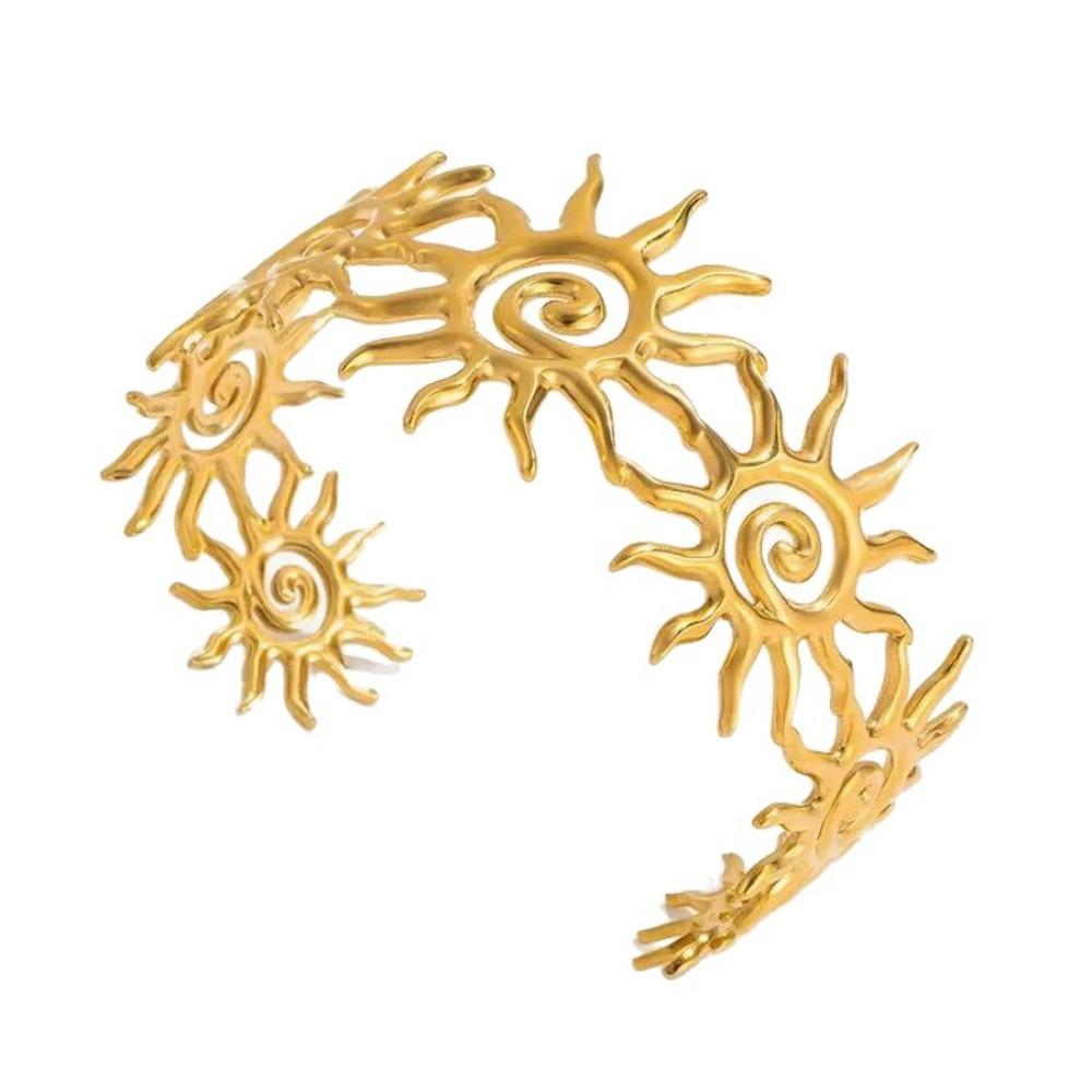 Spiral Opening Bangles Wide Vintage Cuff Creative Sun Bracelet  Party золотой