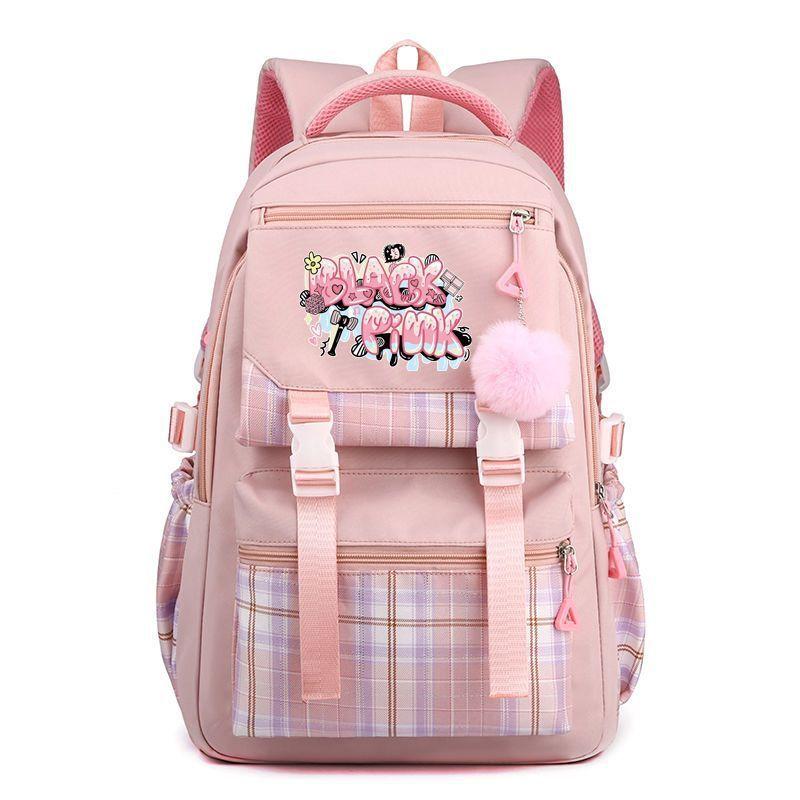 Korean Style Printed Nylon Backpack for Students Large Capacity School Bag Fashionable Commute Shoulder Bag with 15 Inch Laptop Compartment KTB