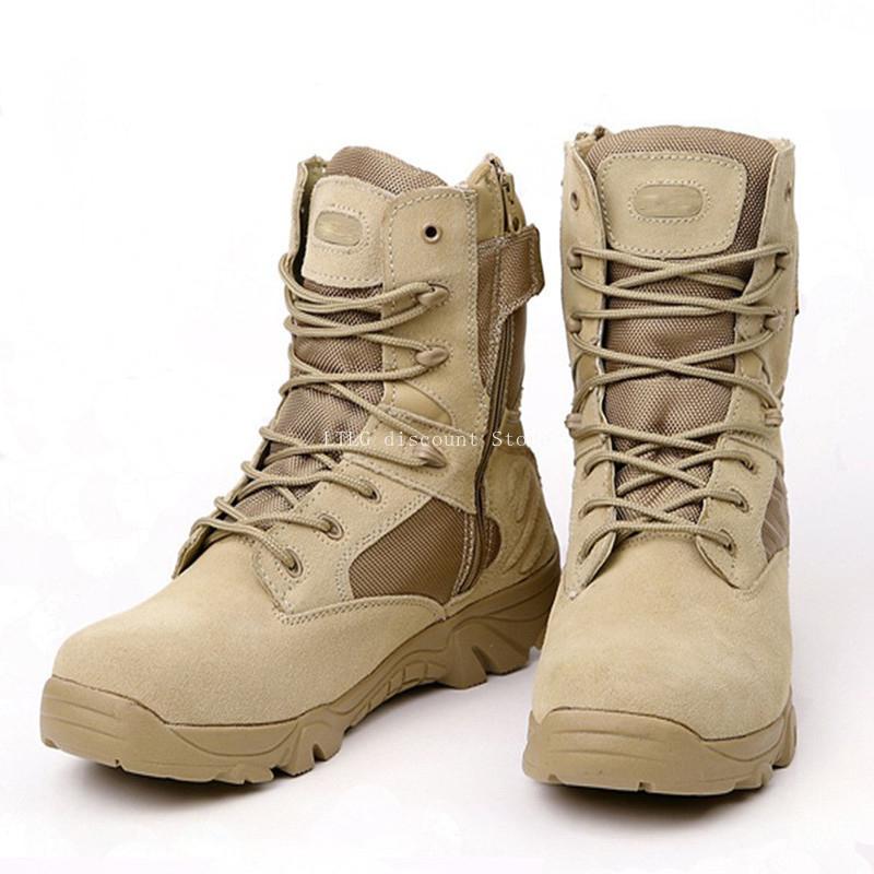 Plus Size Eu 37-47 Male Boots Outdoors Climbing Special Force Leather Waterproof Desert  Boots