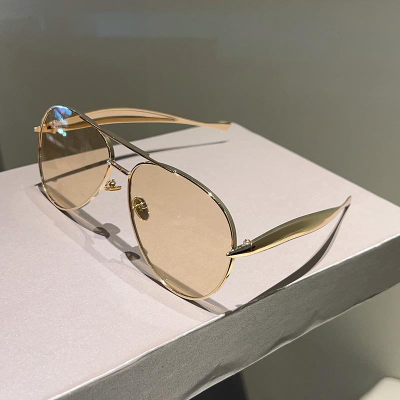 New fashion metal double beam toad sunglasses trendy plain street shot versatile sunglasses men and women