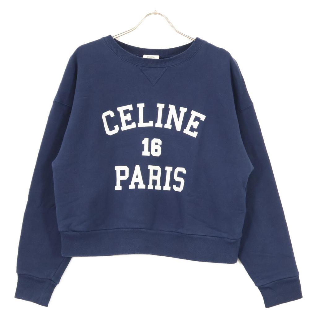 Celine 2Y09E649W Lacivert Çatlak Sweatshirt Logolu Sweatshirt üstler L Lacivert Kullanılmış