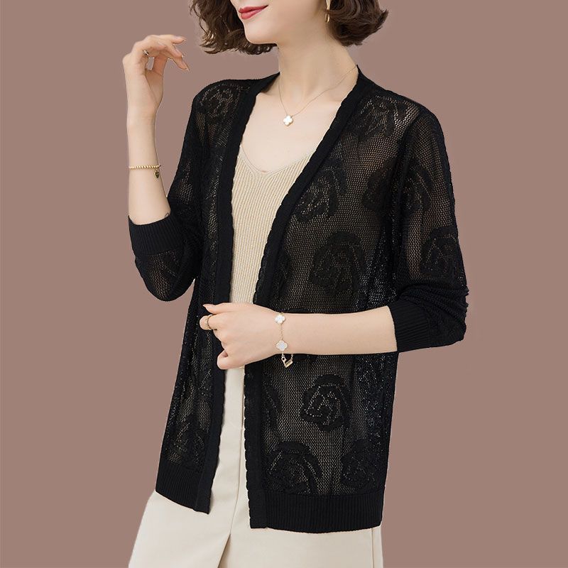 Summer Women's Thin Knitted Cardigan Open Front Shawl Jacket Sun Protection Top