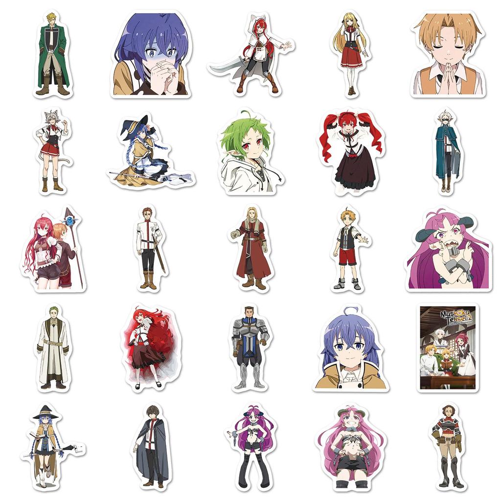 50 Mushoku Tensei Stickers: Rudeus Anime Character Set for Computer, Notebook, Planner, and Decoration