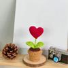 1pcs Crocheted Potted Plant Artificial Flower Heart Decor Knitted Mini Flower Desktop Home Decoration Creative Gift Ornament